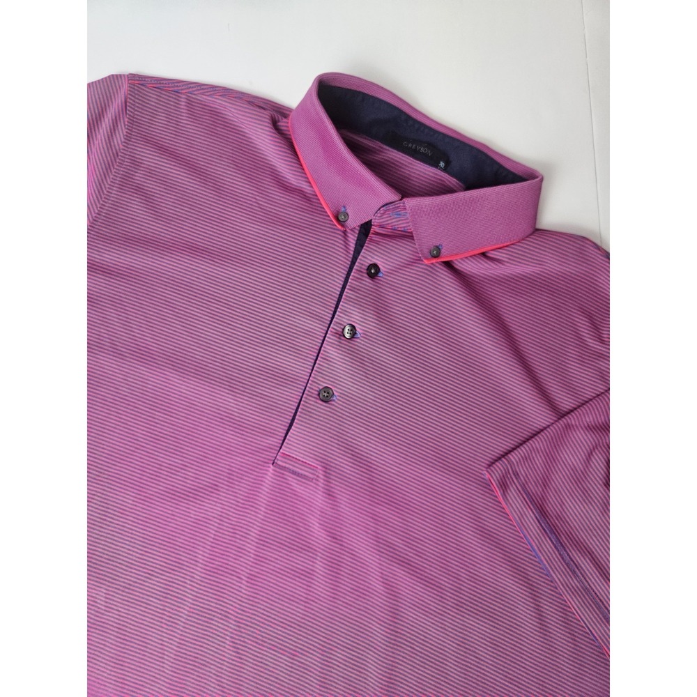 Greyson Men's Short Sleeve Golf Polo Shirt Red & Blue Stripes XL